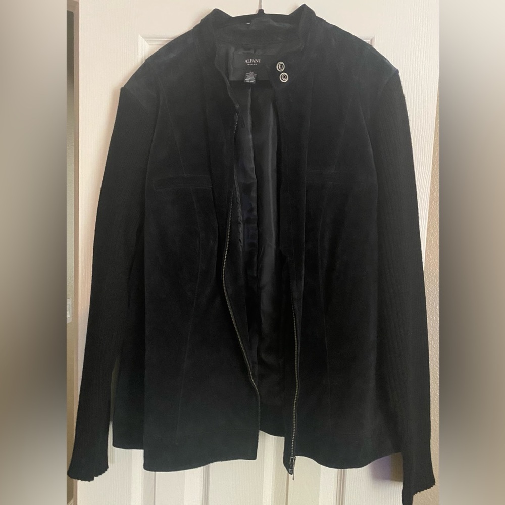 Alfani Genuine Leather Zip Front Moto Jacket Size 3X